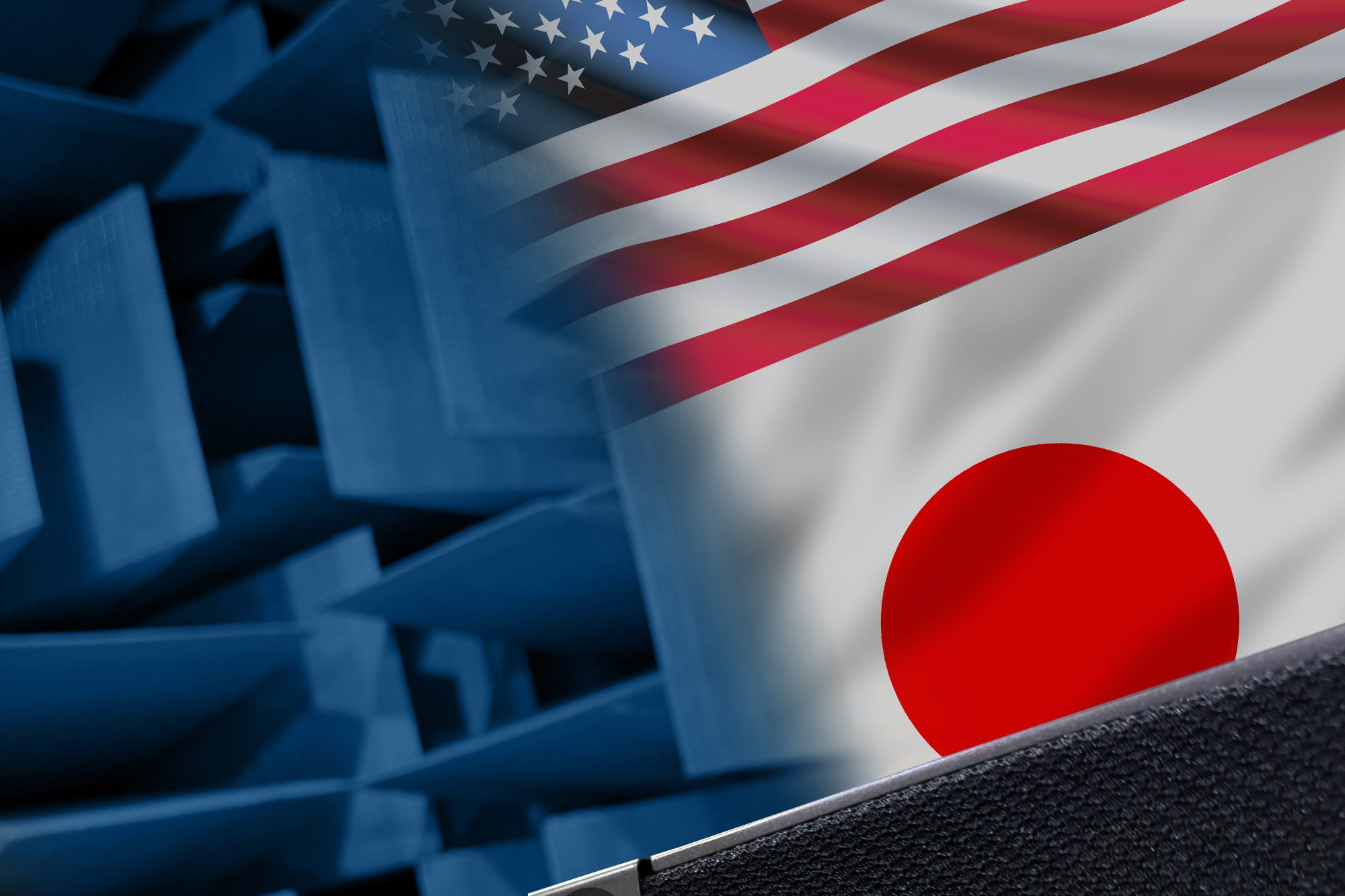 Flexus LP with American and Japanese flags 2000x1333