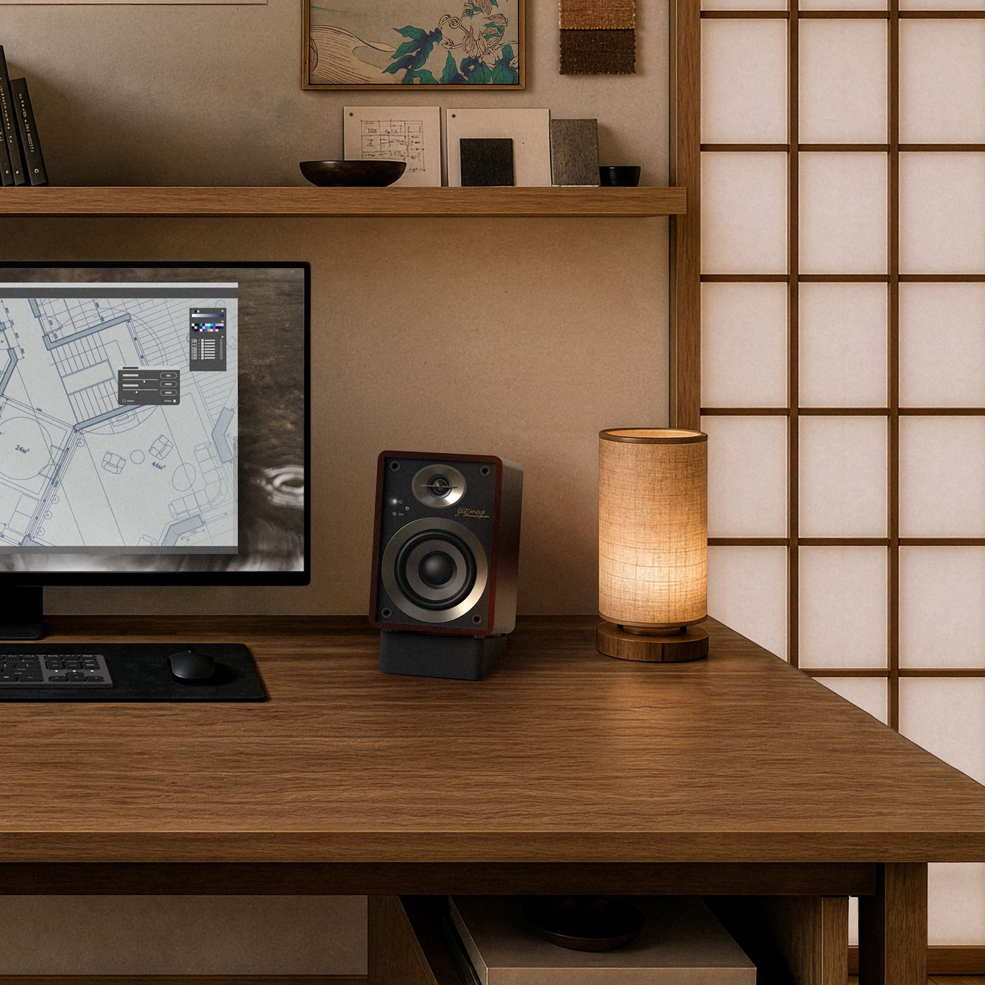 Onkyo GX 10 80th 01 in modern work from home setup with screen behind 2000x2000