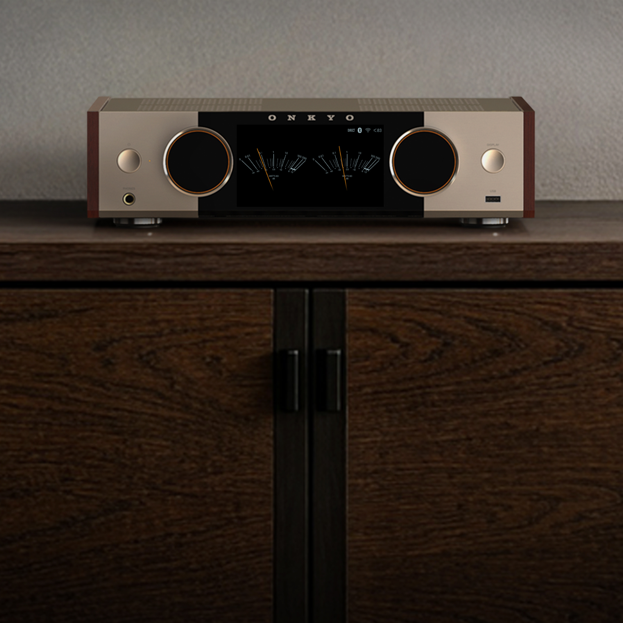 Onkyo Muse80th 03 on wood media console 2000x2000