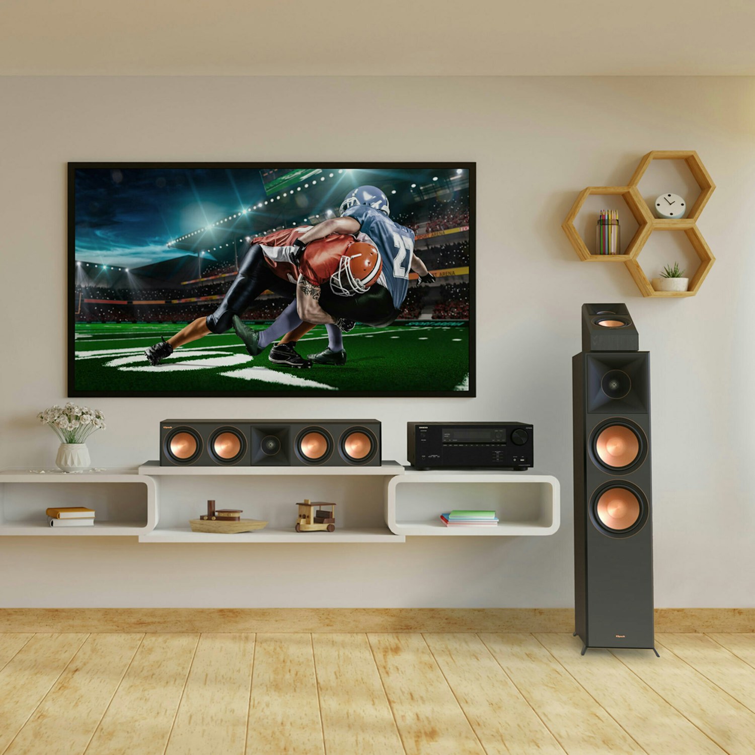 Reference Premiere 502 and Onkyo TX NR6100 System in Stylish Home Sports on TV MOBILE