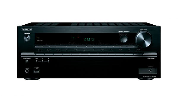 TX-NR646 AV receiver front view with DTS: X display