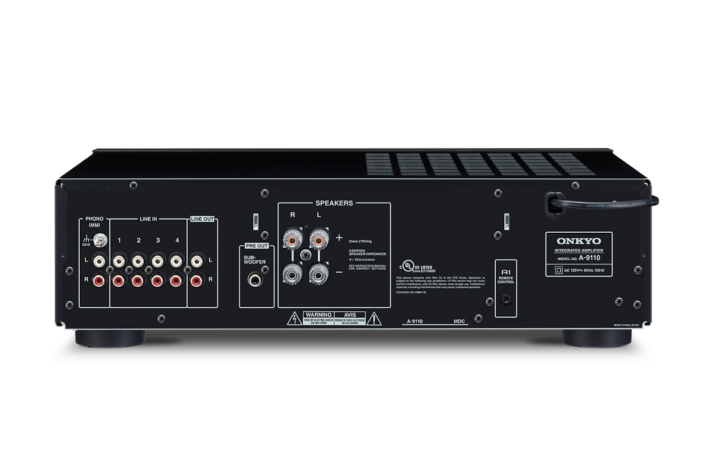 onkyo a9110 stereo receiver back view