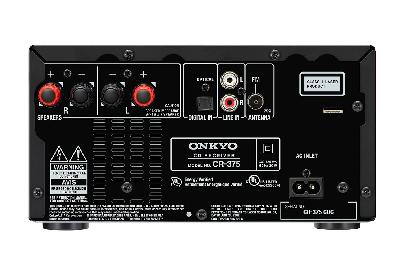 Onkyo CS-375 CD Receiver Back View