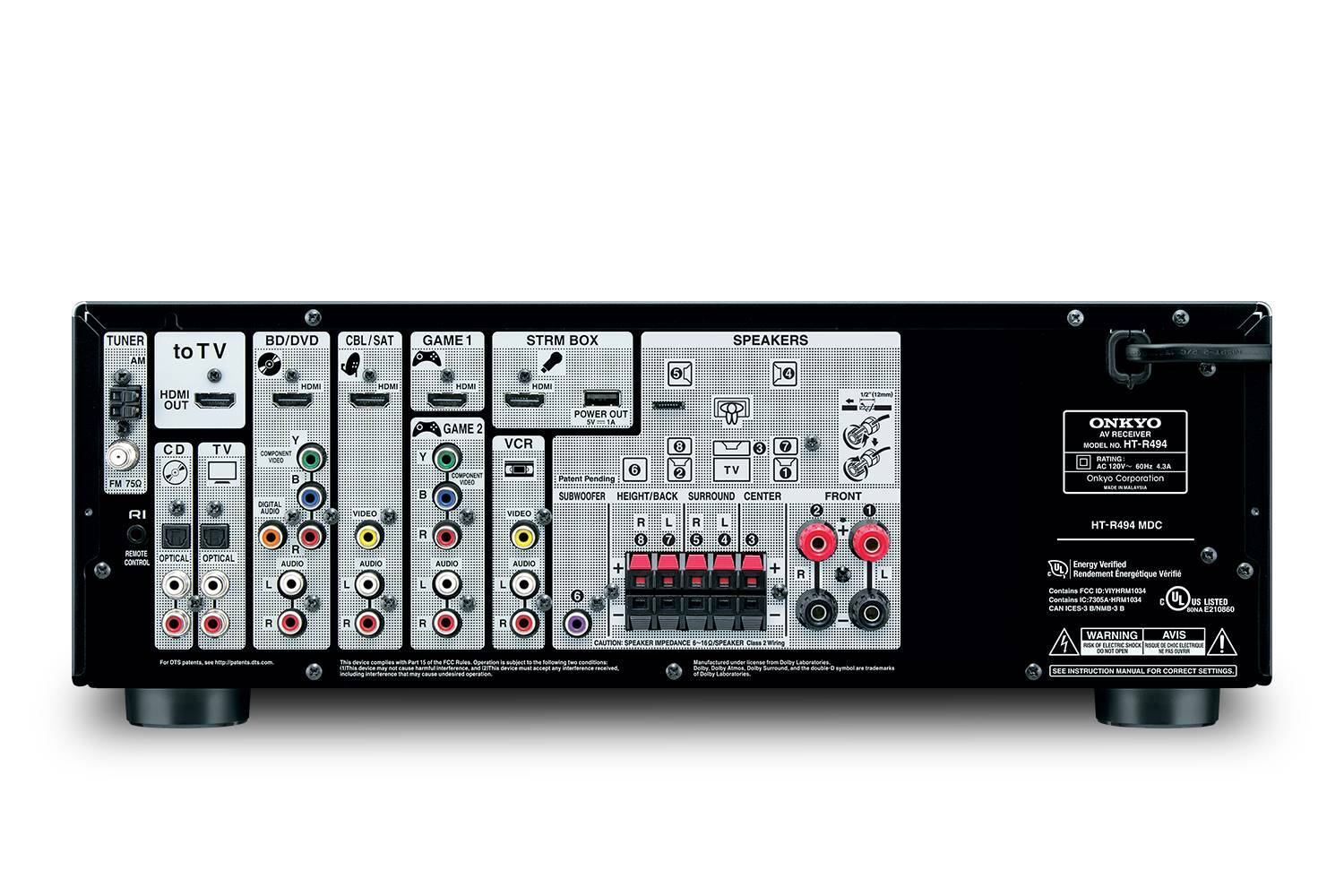 Onkyo HT-S5800 Home Theater System AV Receiver, Back