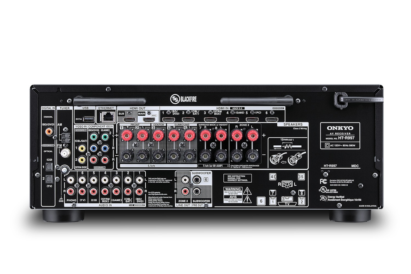 Onkyo HT-S9800THX Home Theater System Back of AV Receiver