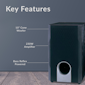 Key Features of an Onkyo amplifier called out on a wooden surface