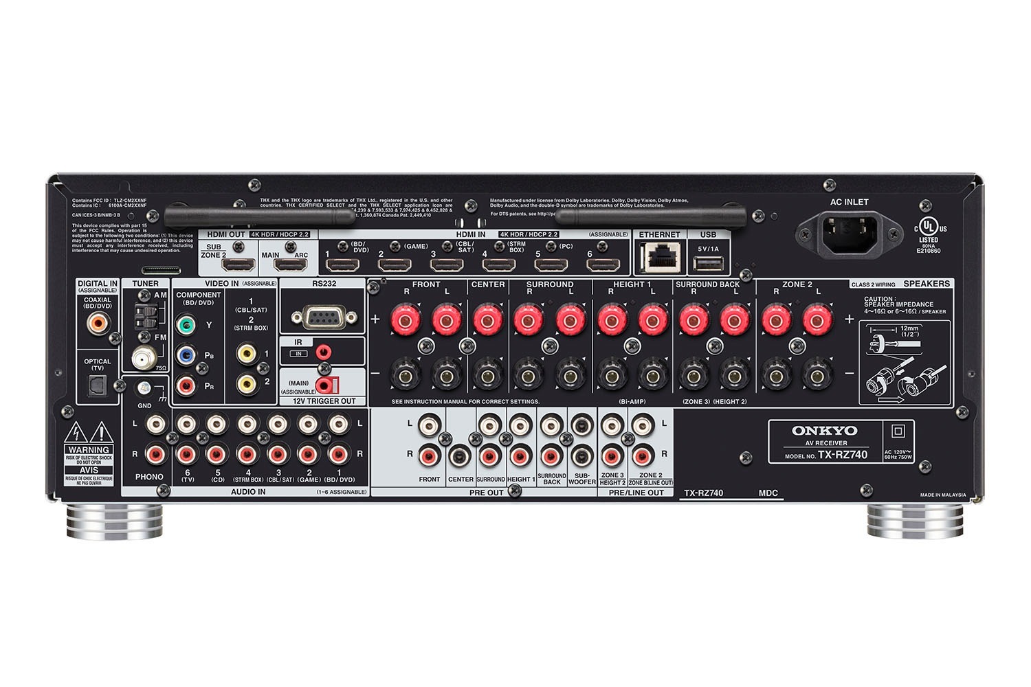 onkyo tx-rz840 av receiver back view