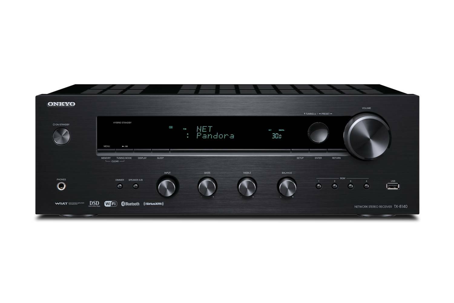 Onkyo TX-8140 stereo receiver on white background