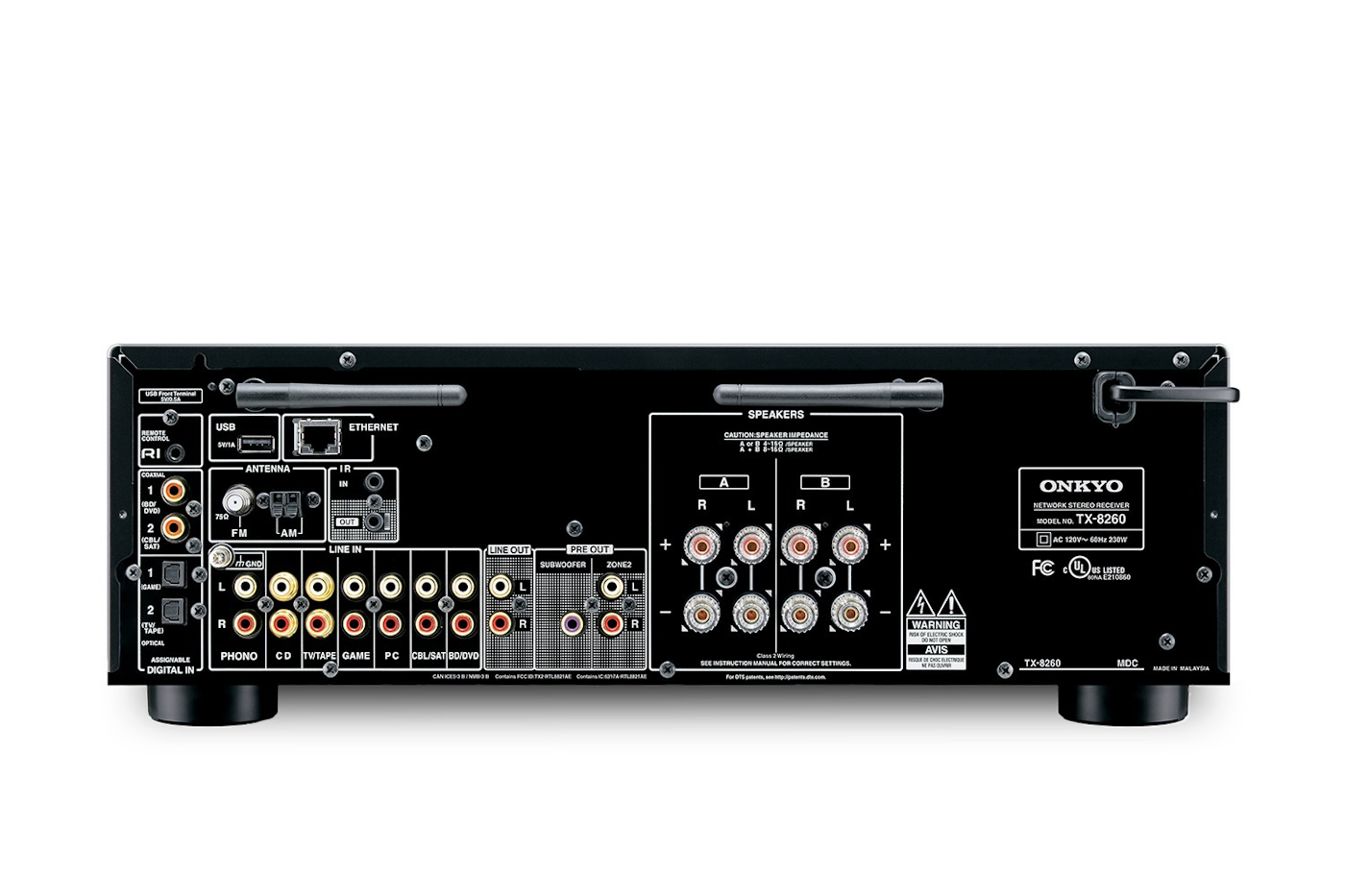 Onkyo TX-8260 Stereo Receiver Back View
