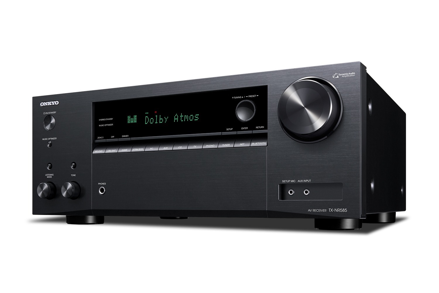 onkyo tx-nr585 av receiver side view on white background